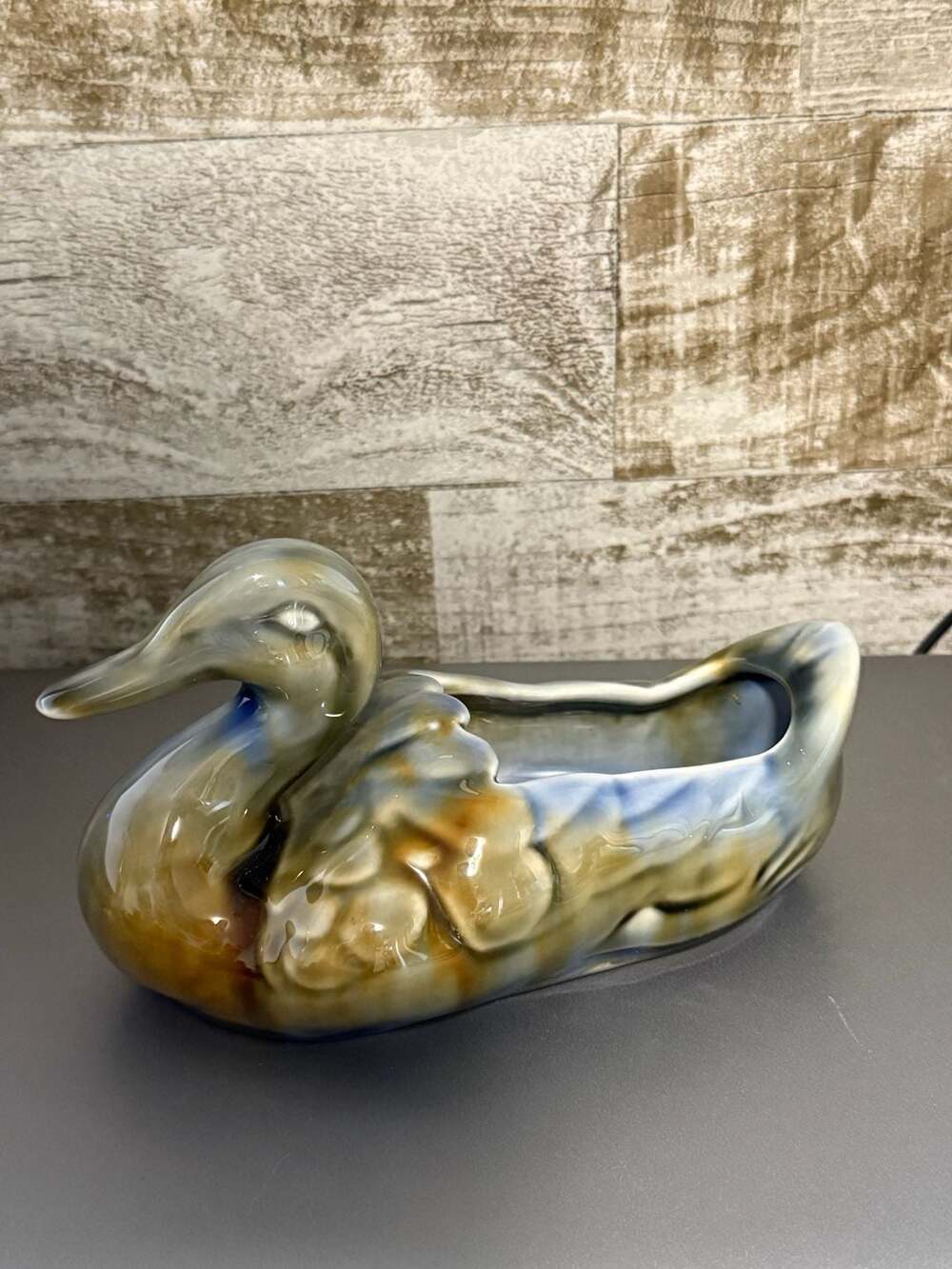 Wade Irish Porcelain Duck Planter Blue Green